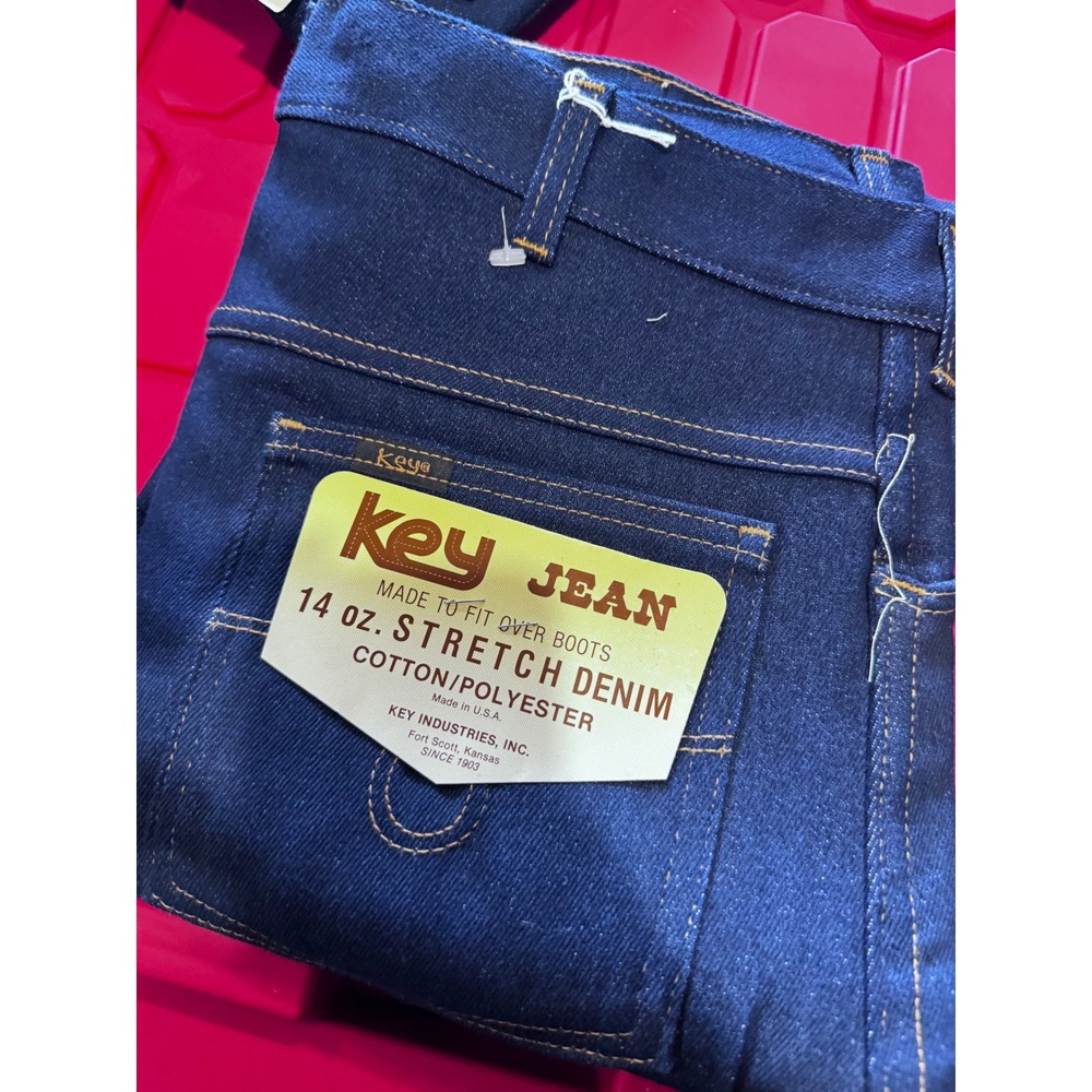 Key Industries Mens 14 oz Stretch Denim Jeans Dark Wash Bootcut 33x34 USA Made